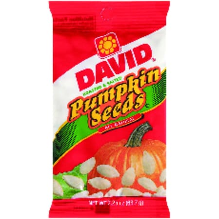 Daviid Seeds David Roasted Salted Pumpkin Seeds 2.25 oz Pegged, PK25 9162090